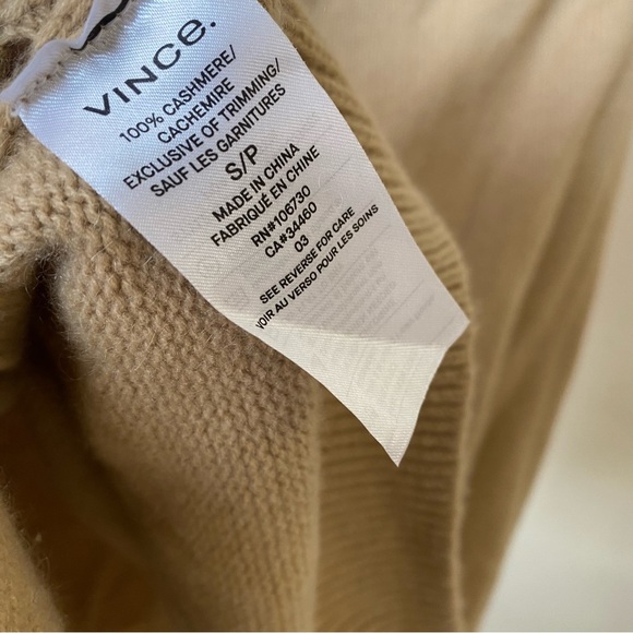 Vince 100% Cashmere Lace Up Crewneck Sweater Camel Oversized size S - Picture 8 of 11